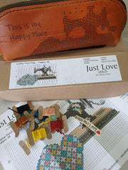 Cross – Stitch Kit – Tan Leather Pencil Case – Love Quilting