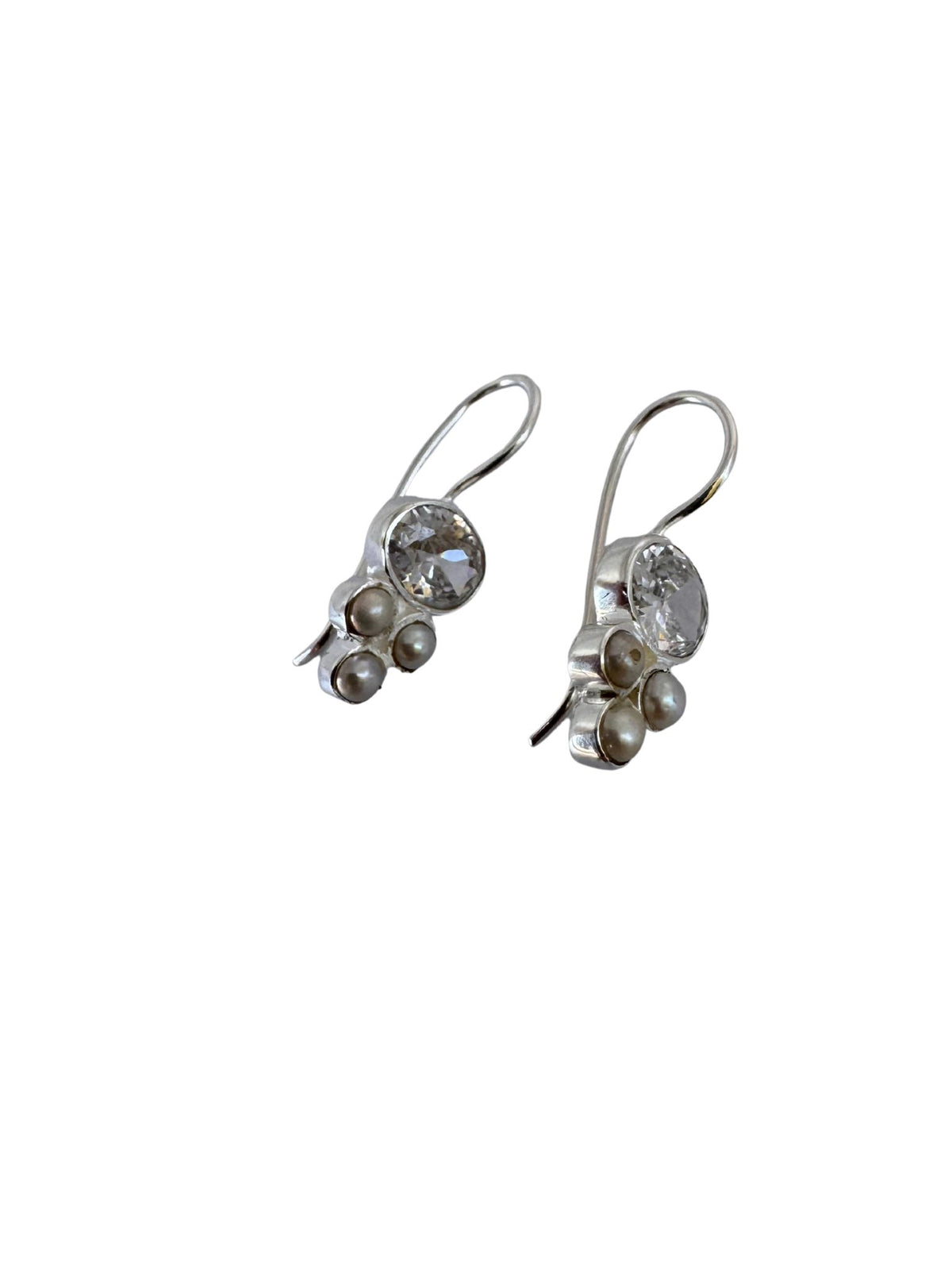 Crystal & Pearl Sterling Silver Earrings