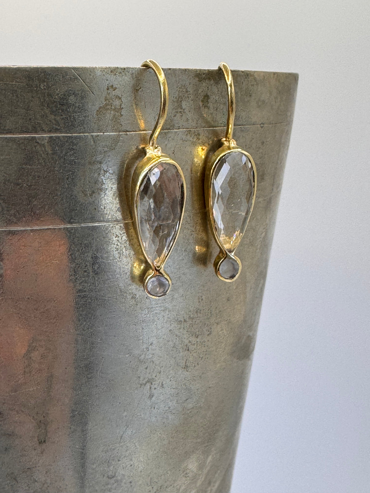 Crystal Gold Teardrop Earrings