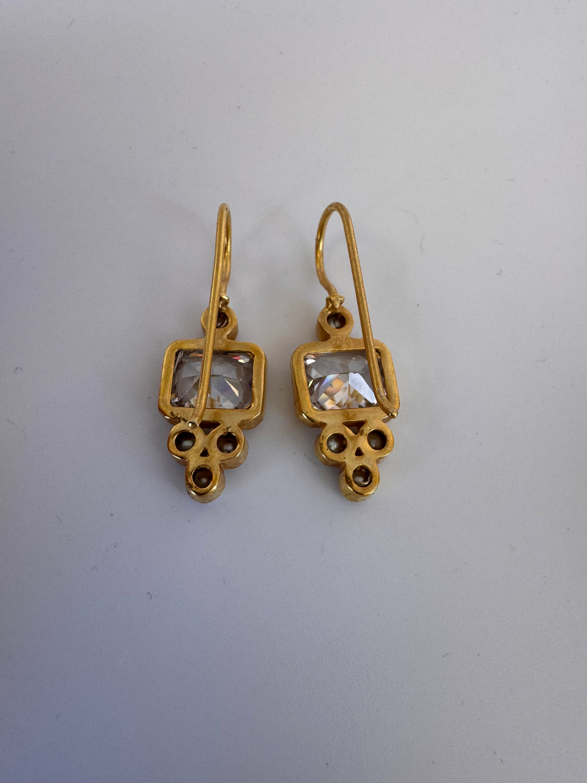 Crystal Pearl Square Earrings