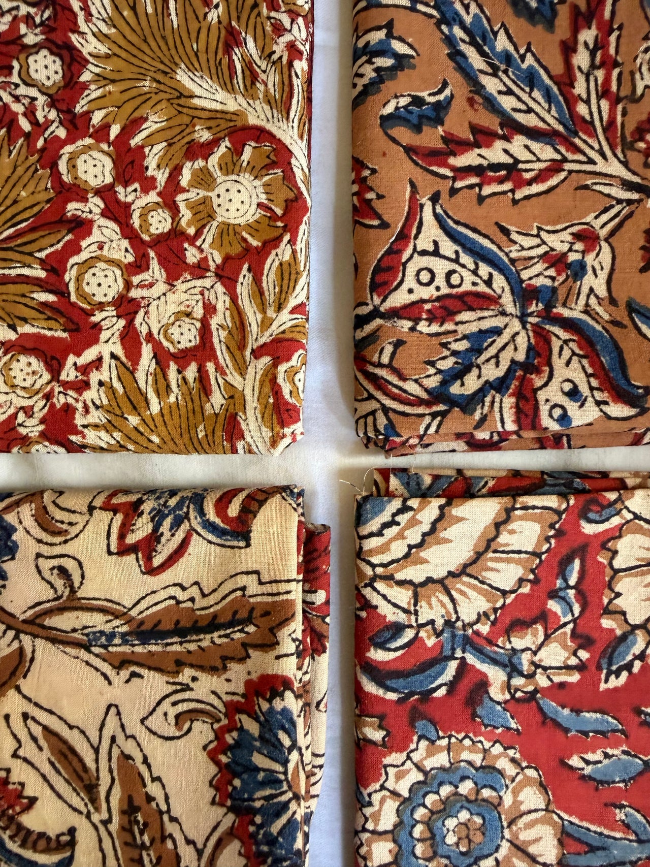 100% Cotton Block Print Fat Quarters - Earth Floral