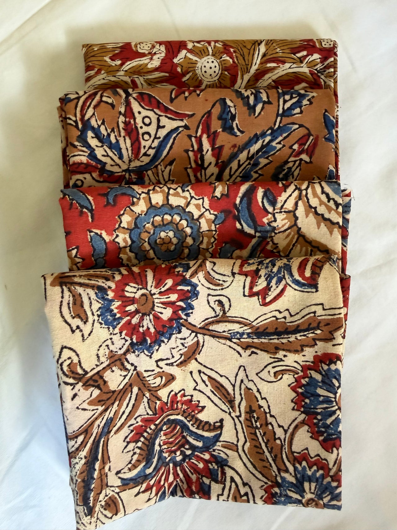 100% Cotton Block Print Fat Quarters - Earth Floral