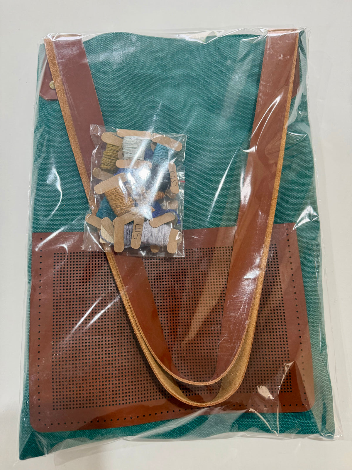 Just Love Stitch – Cross Stitch Tote Bag – Blue & Turquoise Floral