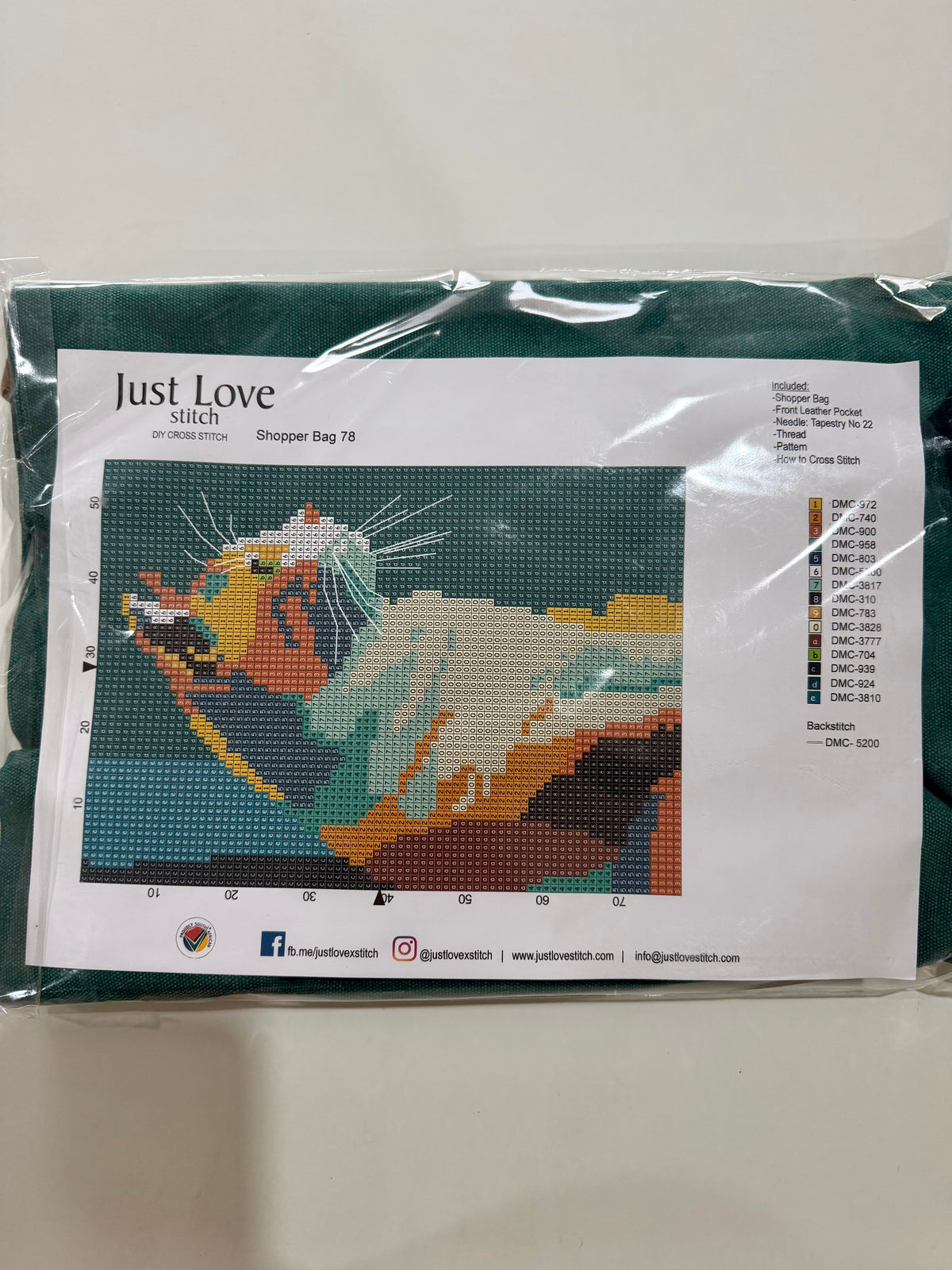 Just Love Stitch – Cross Stitch Tote Bag – Cat