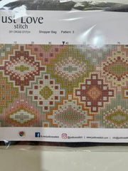 Just Love Stitch – Cross Stitch Tote Bag – Neutral Pattern