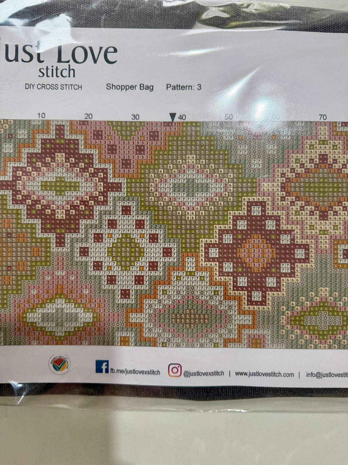 Just Love Stitch – Cross Stitch Tote Bag – Neutral Pattern