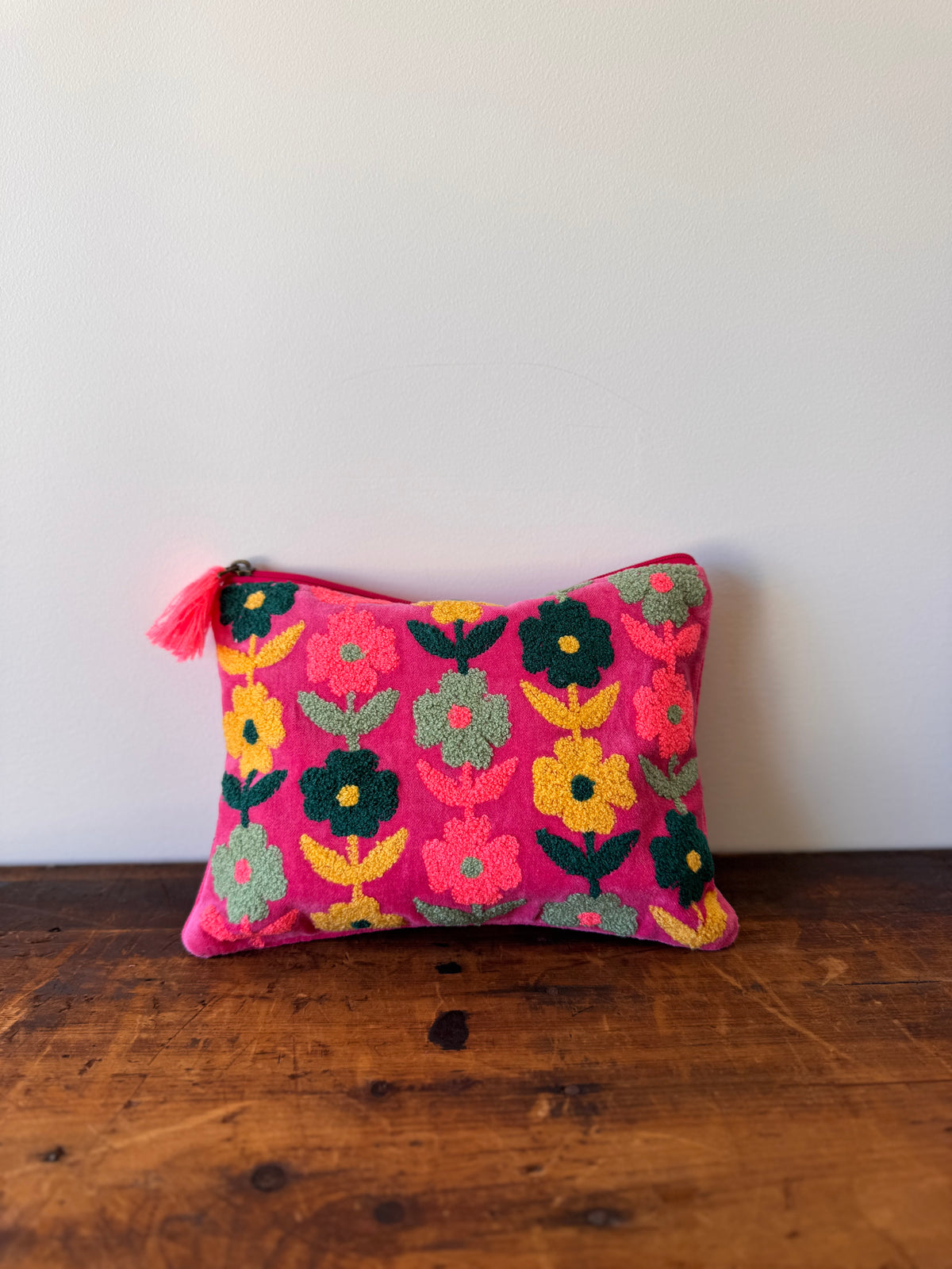 Large Velvet Purse – Pink & Yellow