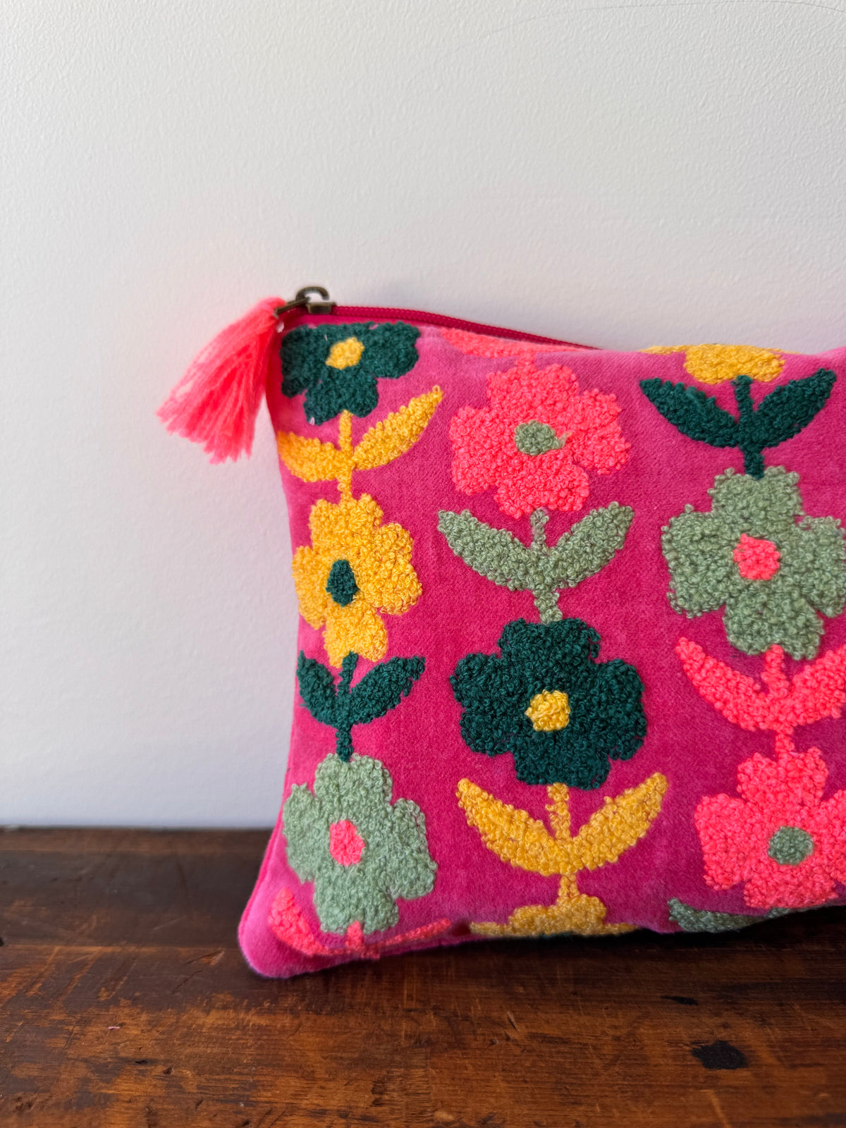 Large Velvet Purse – Pink & Yellow