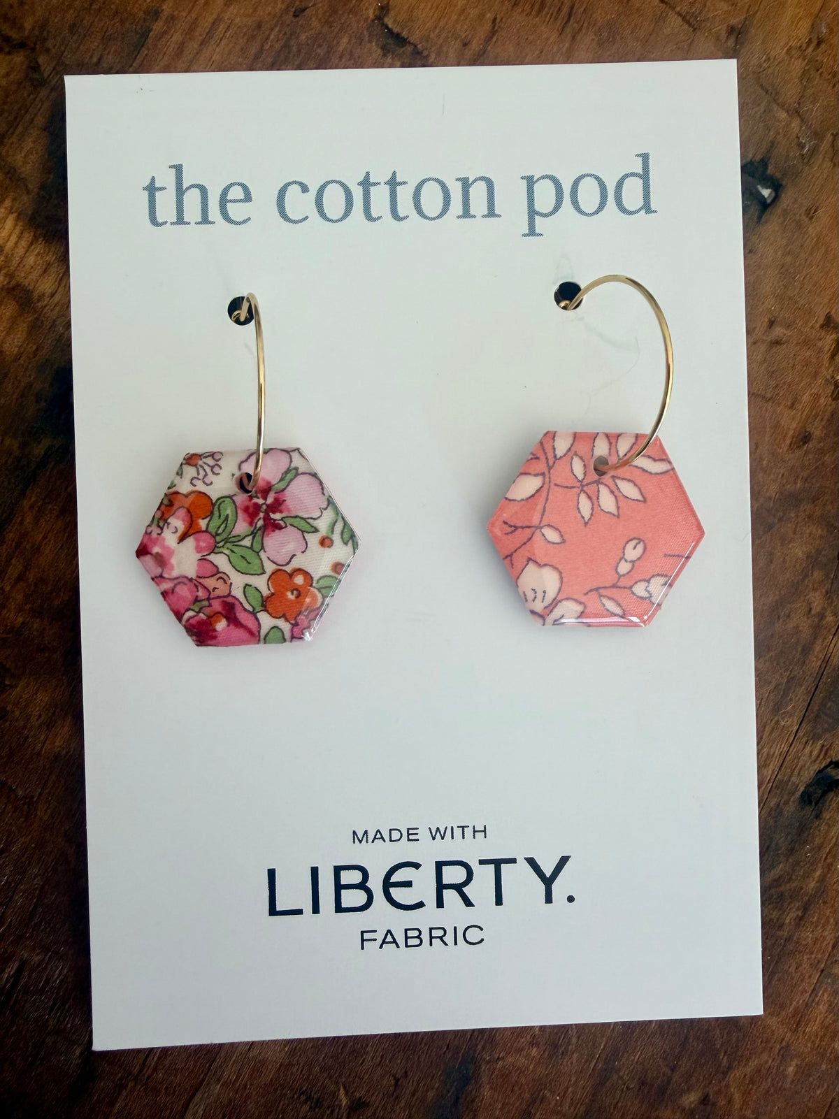 Liberty Reversible Earrings – Pink & Coral Hexies