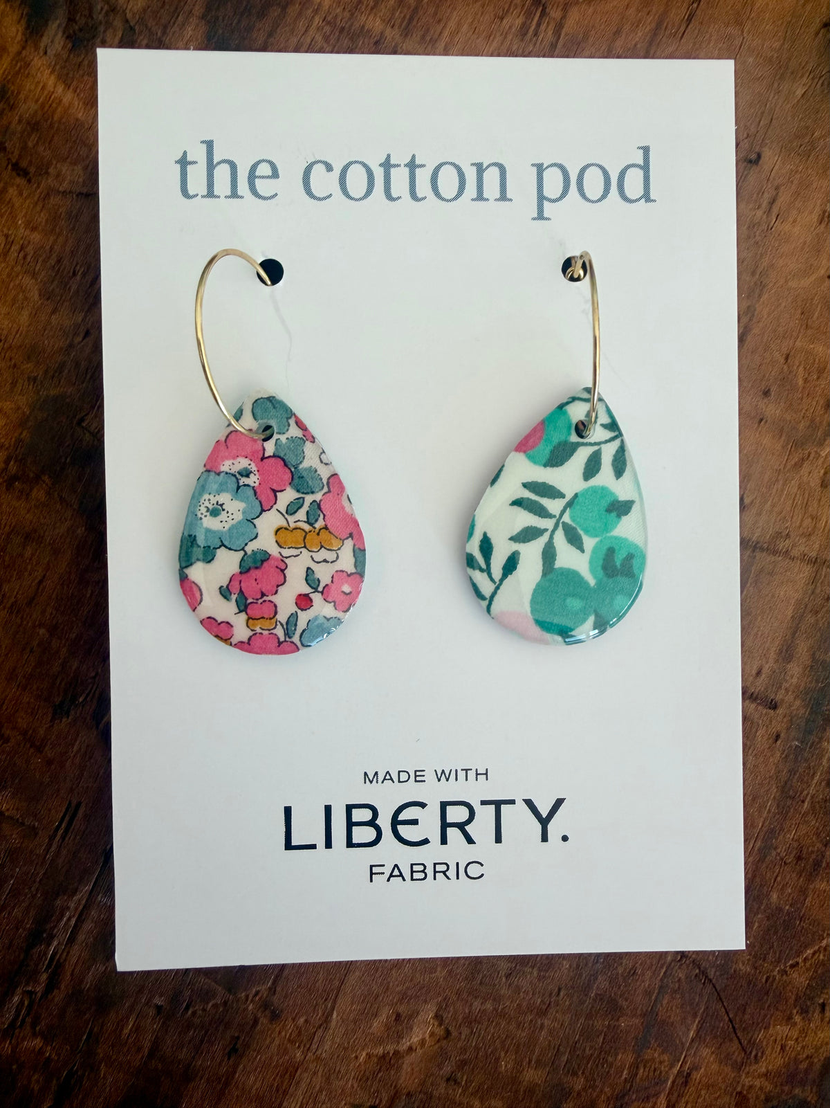 Liberty Reversible Earrings – Pink & Green Tear Drop