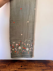 Linen Fabric – Green Floral