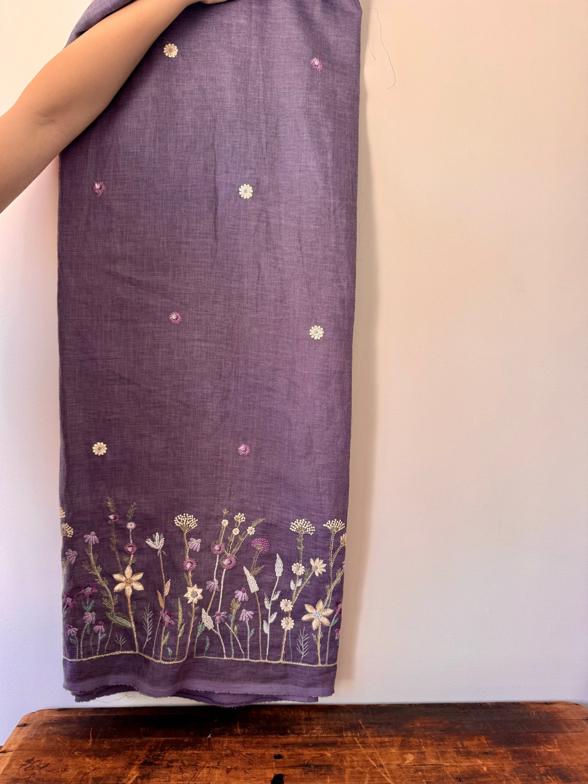 Linen Fabric – Mauve Floral