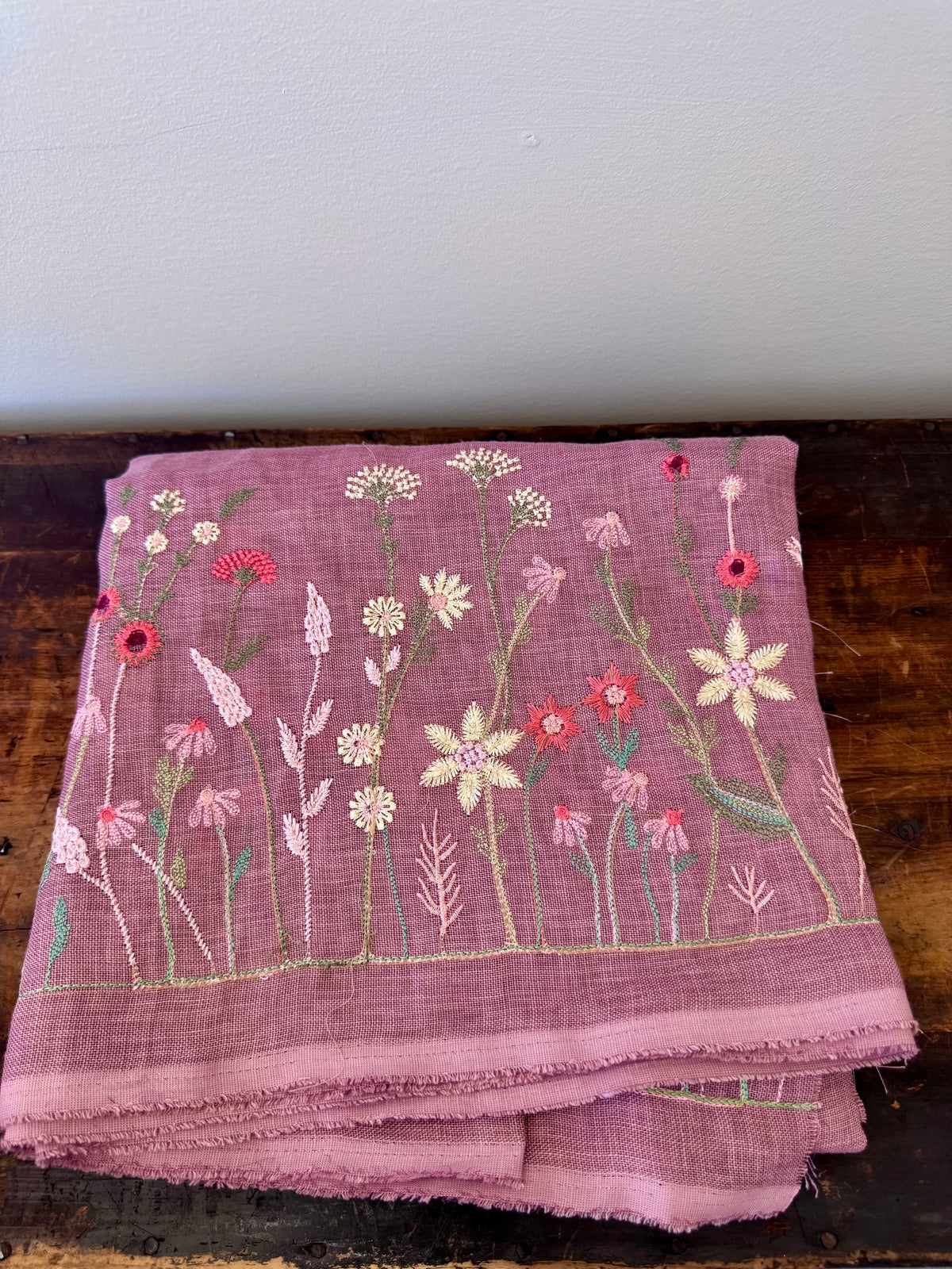 Linen fabric – Pink Floral