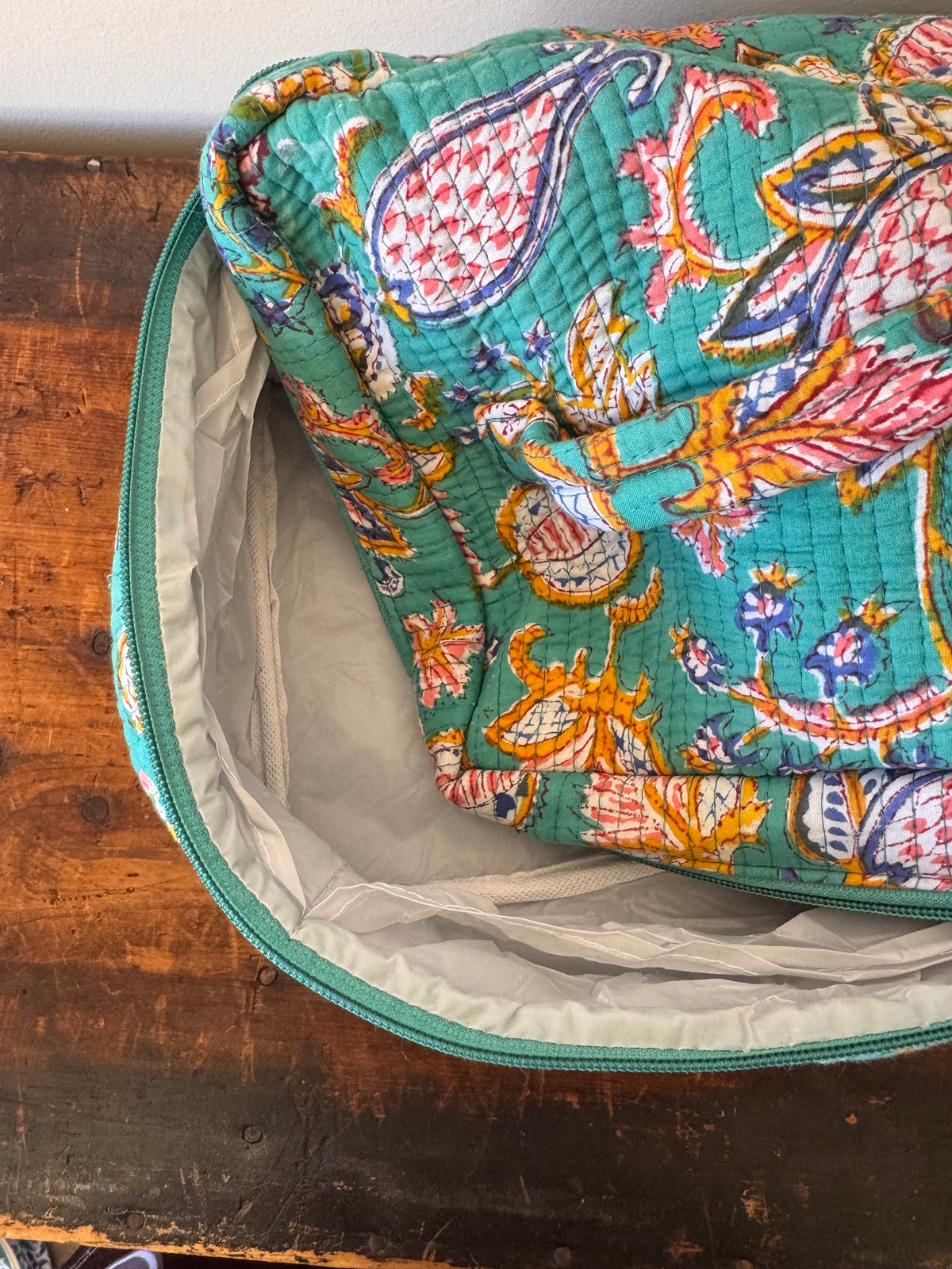 Makeup Bag – Aqua Green Floral