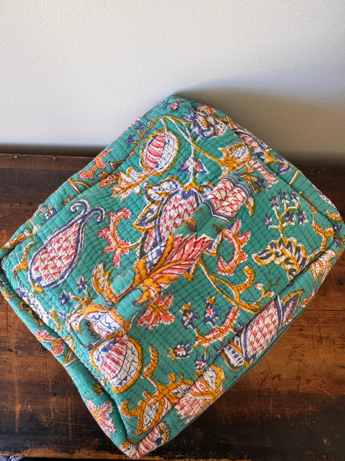 Makeup Bag – Aqua Green Floral