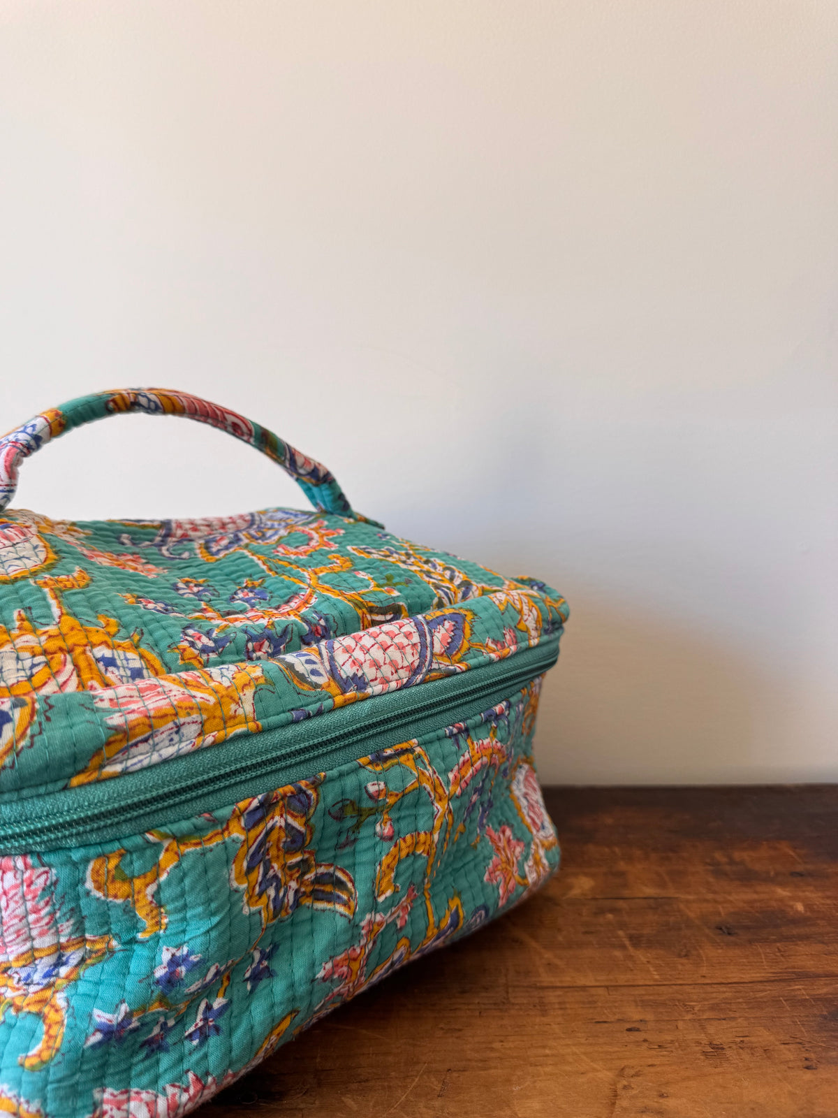 Makeup Bag – Aqua Green Floral