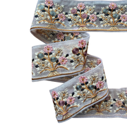 Mauve Ribbon With Floral Bouquets