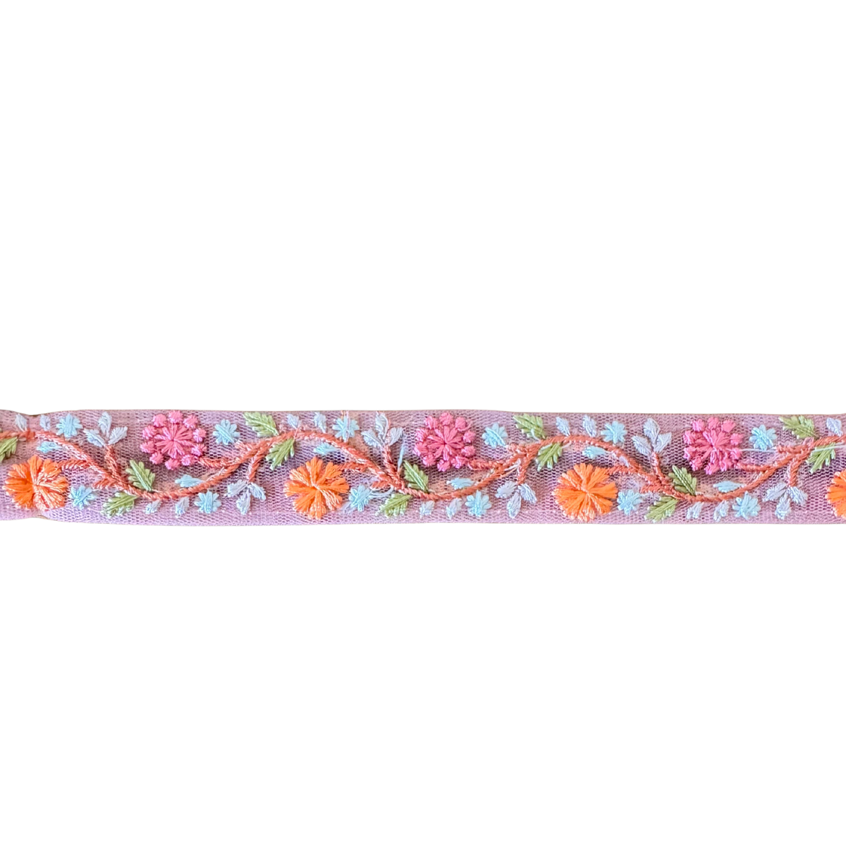 Narrow Pink Floral Ribbon