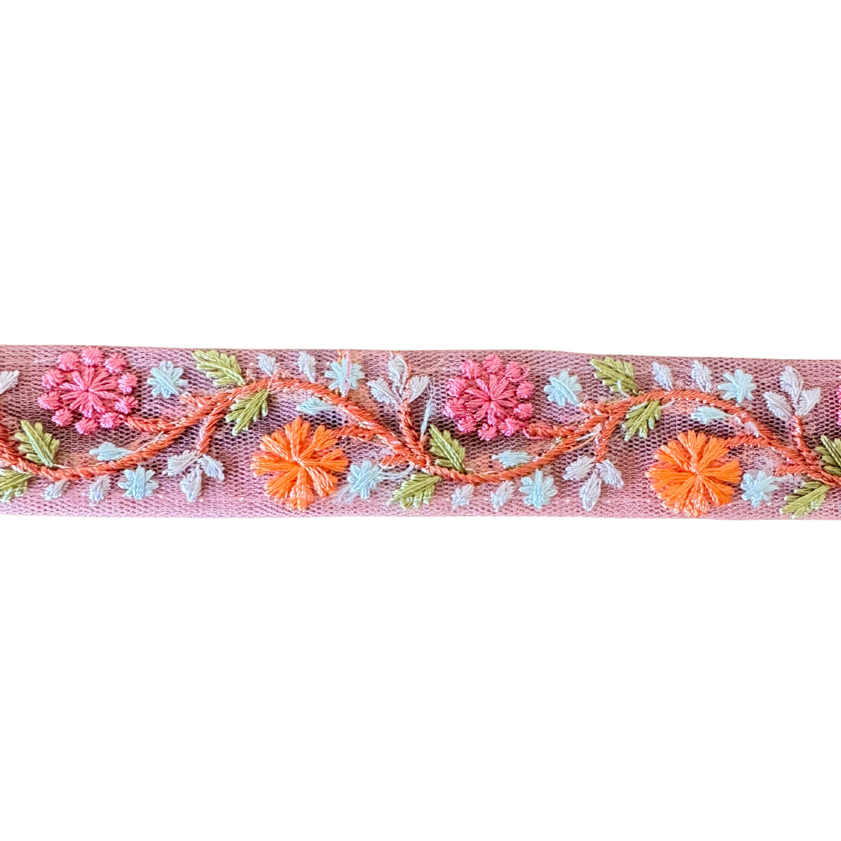 Narrow Pink Floral Ribbon