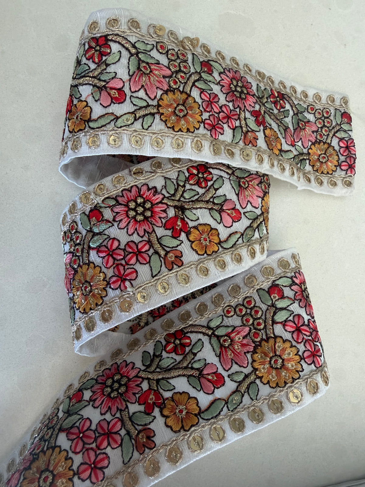 Orange & Green Floral Ribbon
