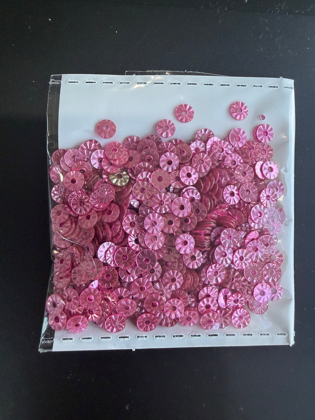 Rose Pink Sequins – Small Textured Round