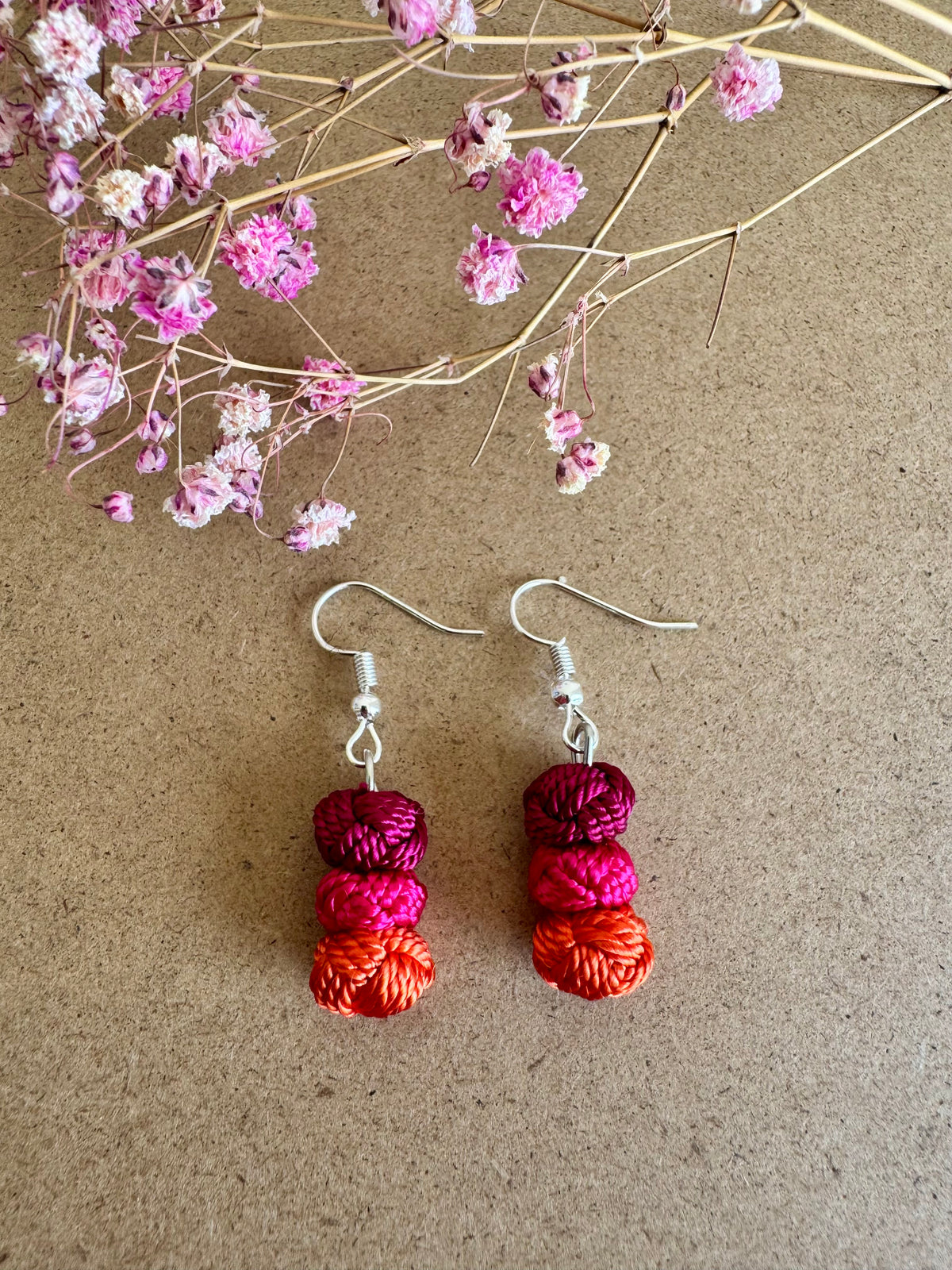 Silk Earrings – Hot Pink & Orange Drop