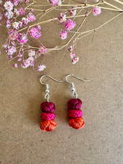 Silk Earrings – Hot Pink & Orange Drop