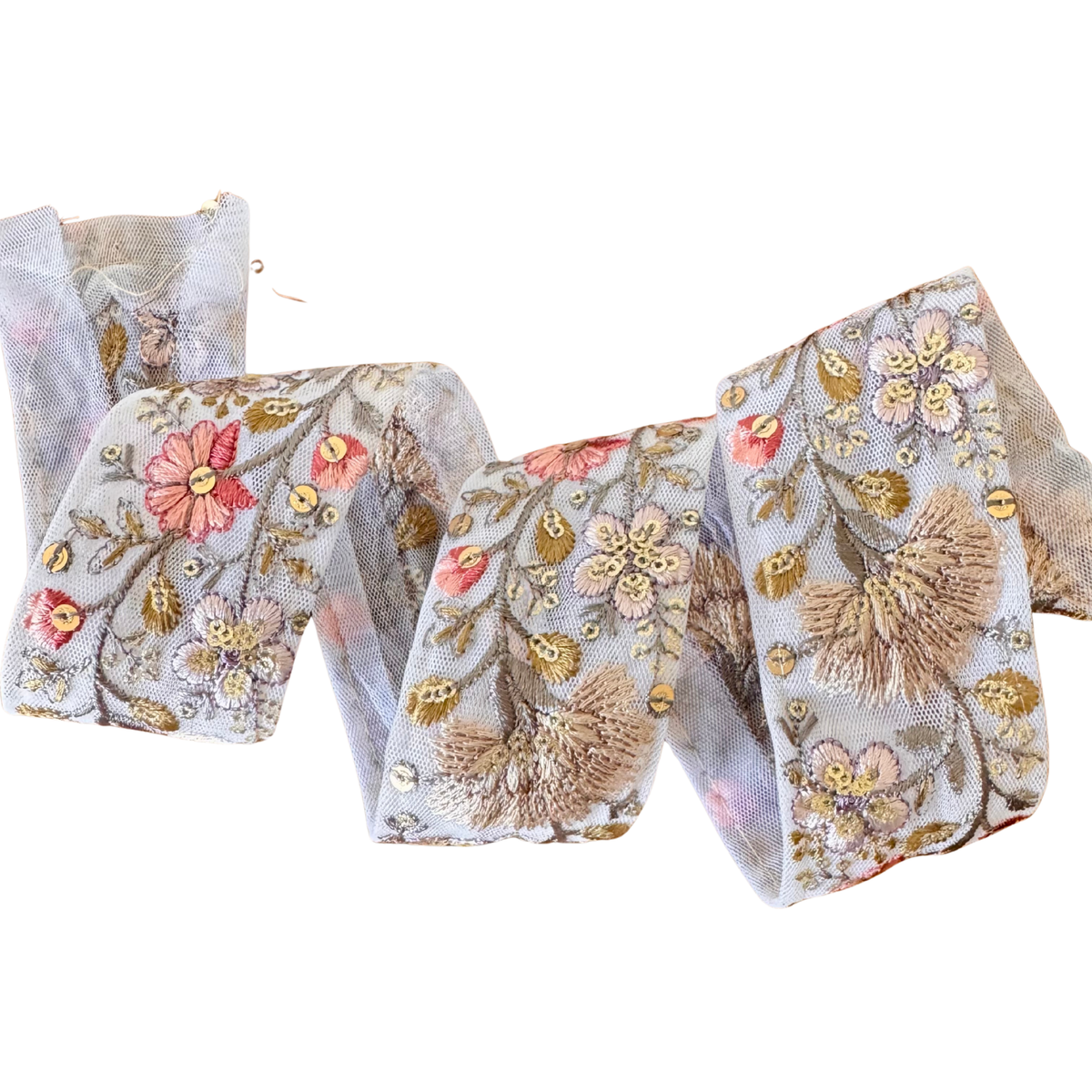 Slate BluenDelicate Floral Ribbon