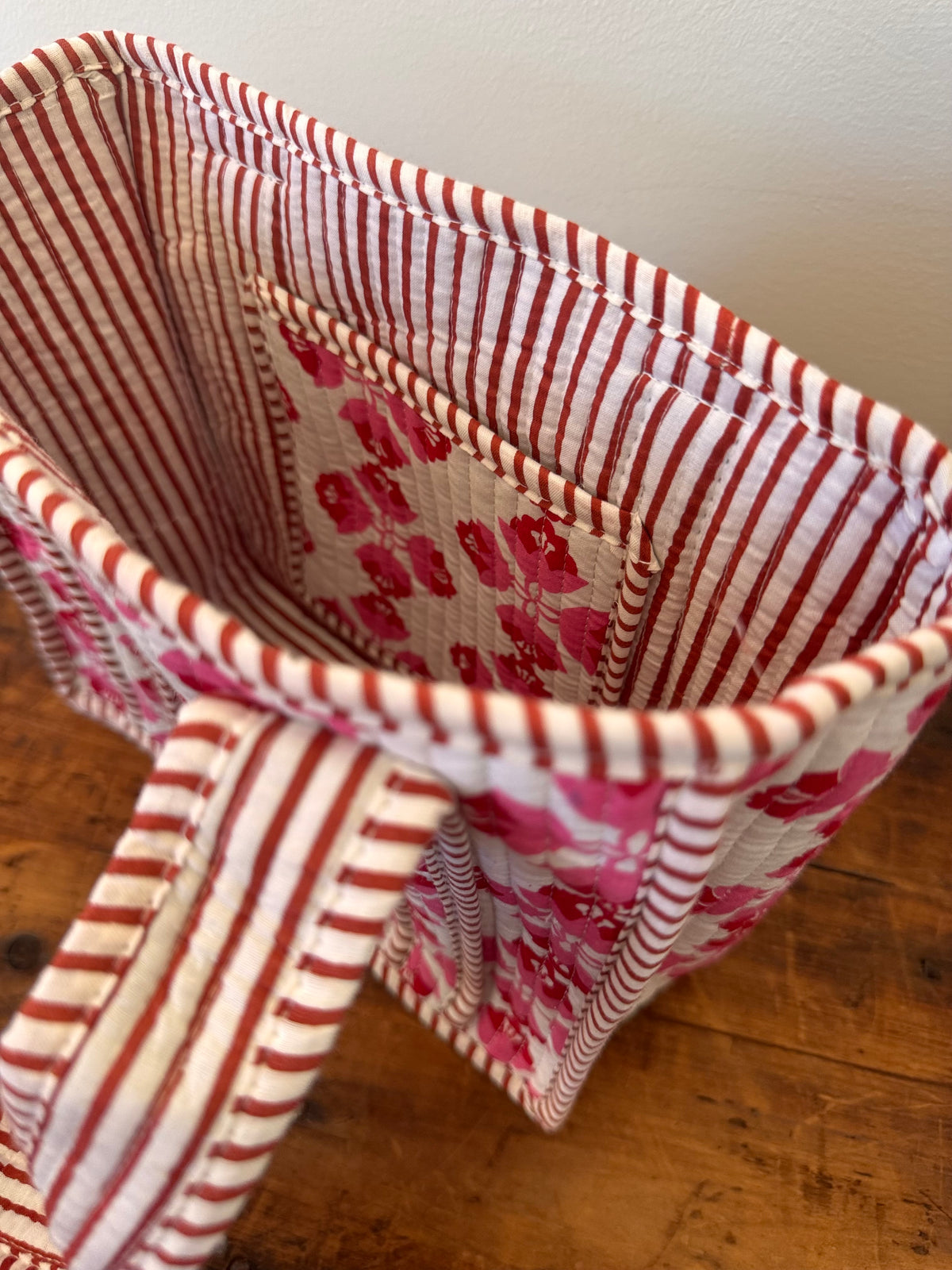 Small Cotton Tote Bag – Hot Pink & White