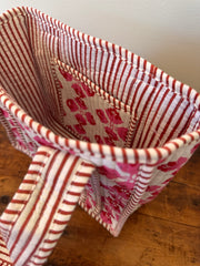Small Cotton Tote Bag – Hot Pink & White