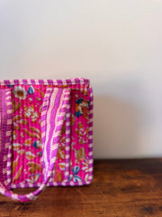 Small Cotton Tote Bag – Hot Pink Floral