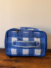 Square Makeup Bag – Blue & White Squares
