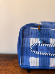 Square Makeup Bag – Blue & White Squares