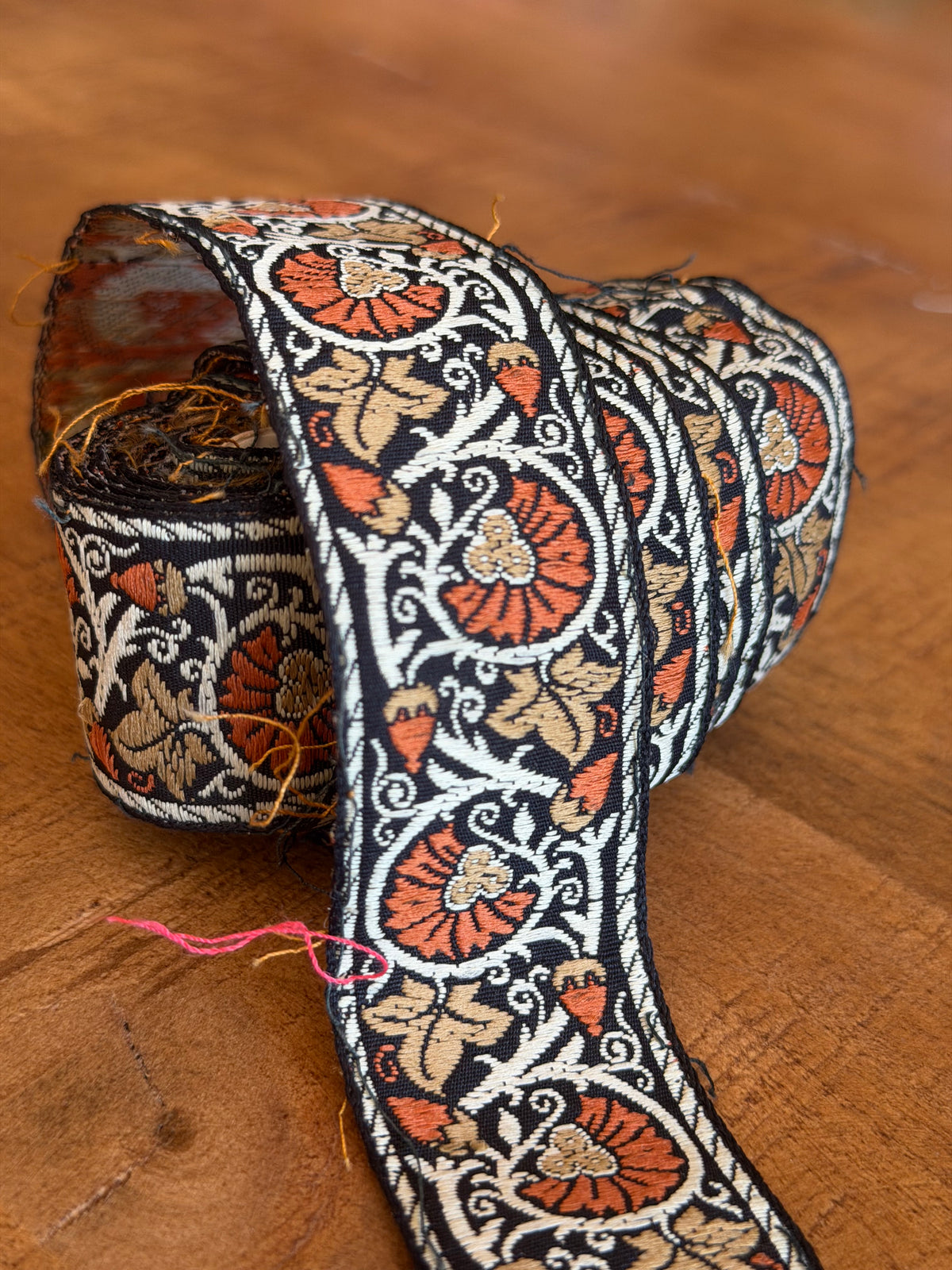 Upcycled Saree Trim – Orange & Black Embellishing