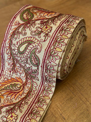 Upcycled Saree Trim – Orange & Green Paisley