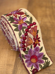 Upcycled Saree Trim – Rich Mauve Floral