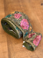 Upcycled Saree Trim – Sequin Roses