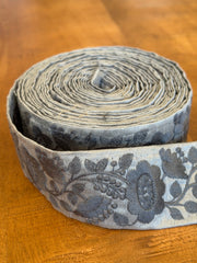 Upcycled Saree Trim – Slate Blue Floral