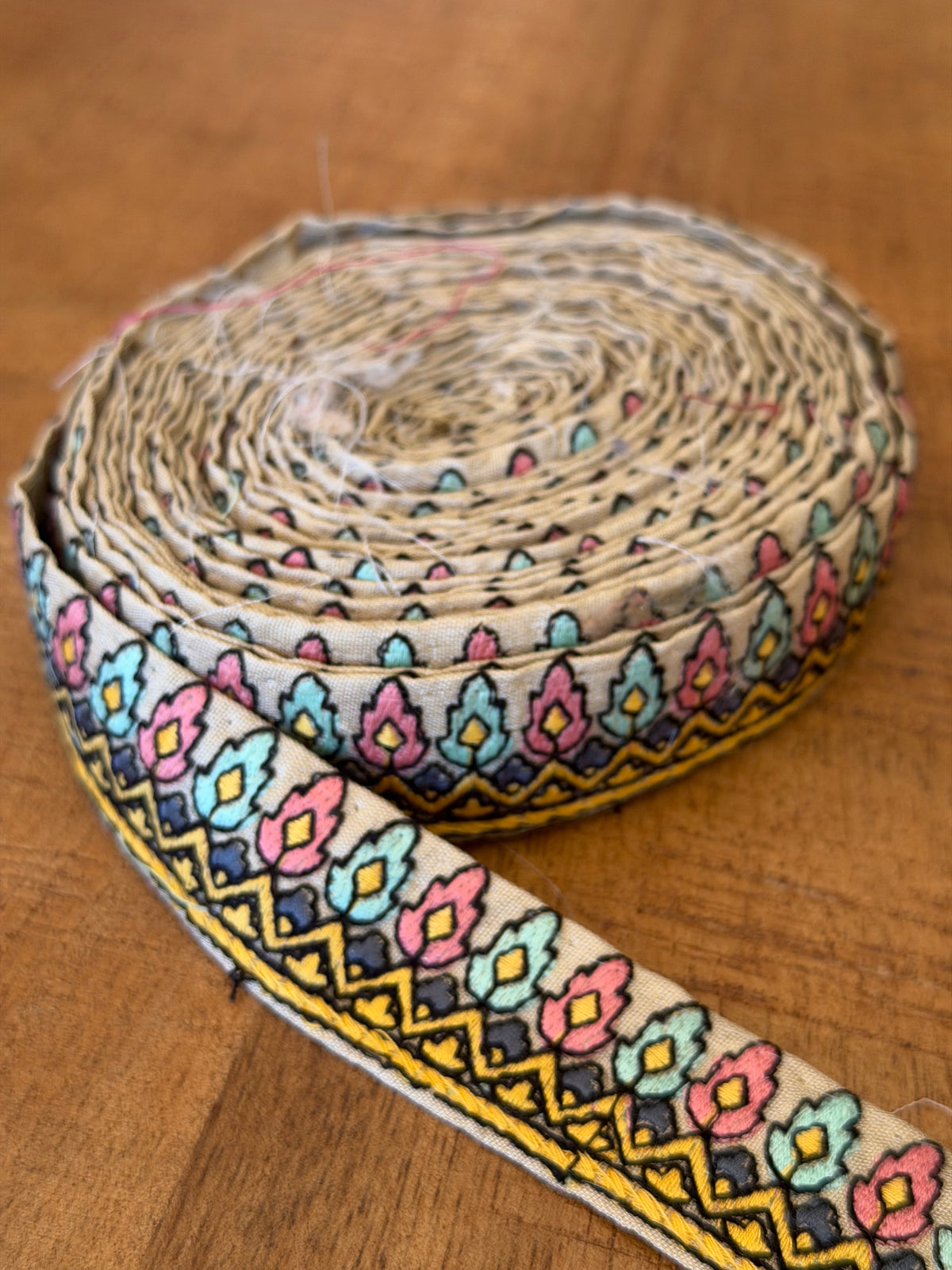 Upcycled Saree Trim – Turquoise & Pink