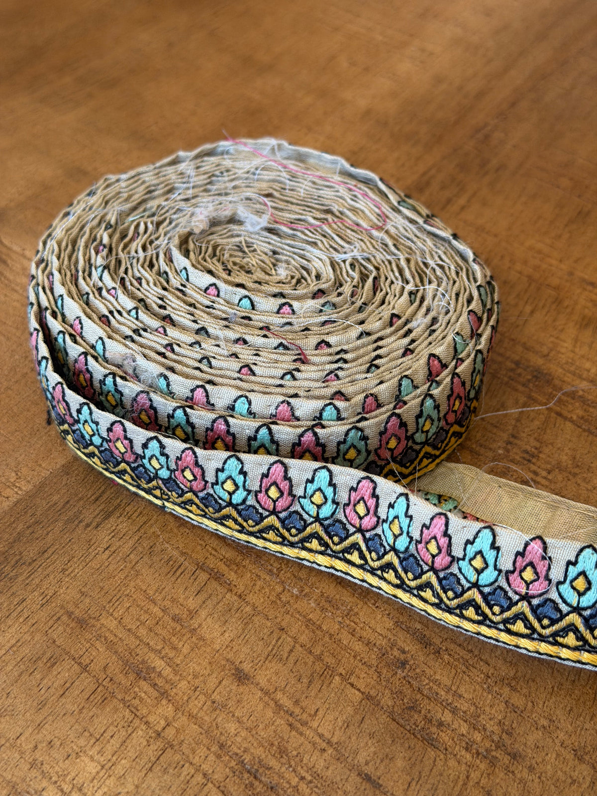 Upcycled Saree Trim – Turquoise & Pink