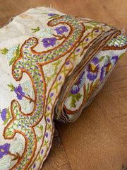 Upcyled Saree Trim – Beige & Purple Hand Stitched