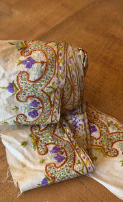 Upcyled Saree Trim – Beige & Purple Hand Stitched