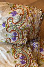 Upcyled Saree Trim – Beige & Purple Hand Stitched