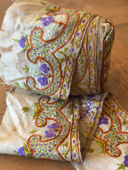 Upcyled Saree Trim – Beige & Purple Hand Stitched