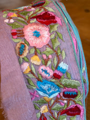 Upcyled Saree Trim – Mauve With Colourful Floral