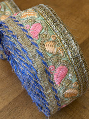Upcyled Saree Trim – Pastel Paisley