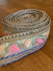 Upcyled Saree Trim – Pastel Paisley