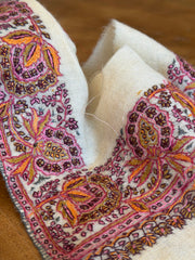 Upcyled Saree Trim – Pink & Orange – Hand Stitched Wool