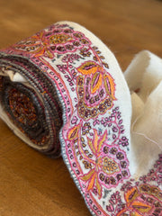Upcyled Saree Trim – Pink & Orange – Hand Stitched Wool
