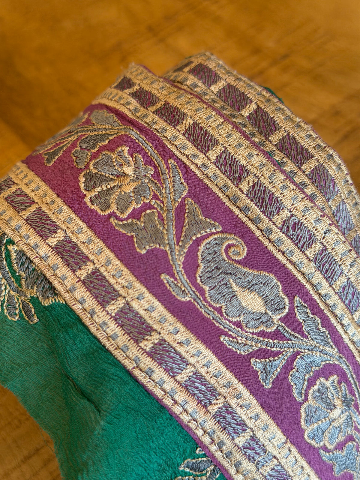 Upcyled Saree Trim – Purple & Gold
